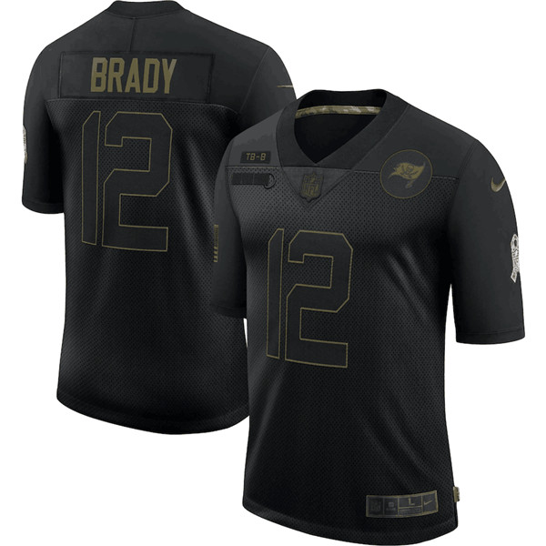 Men's Tampa Bay Buccaneers #12 Tom Brady Black NFL 2020 Salute To Service Limited Stitched Jersey